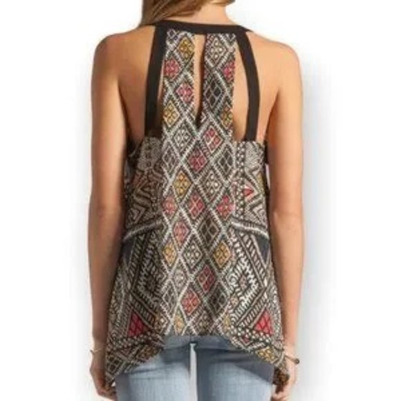 BCBGMaxAzria  BLACK STRAPS ASYMMETRICAL FLOWY CUT OUT TANK TOP - Picture 2 of 14